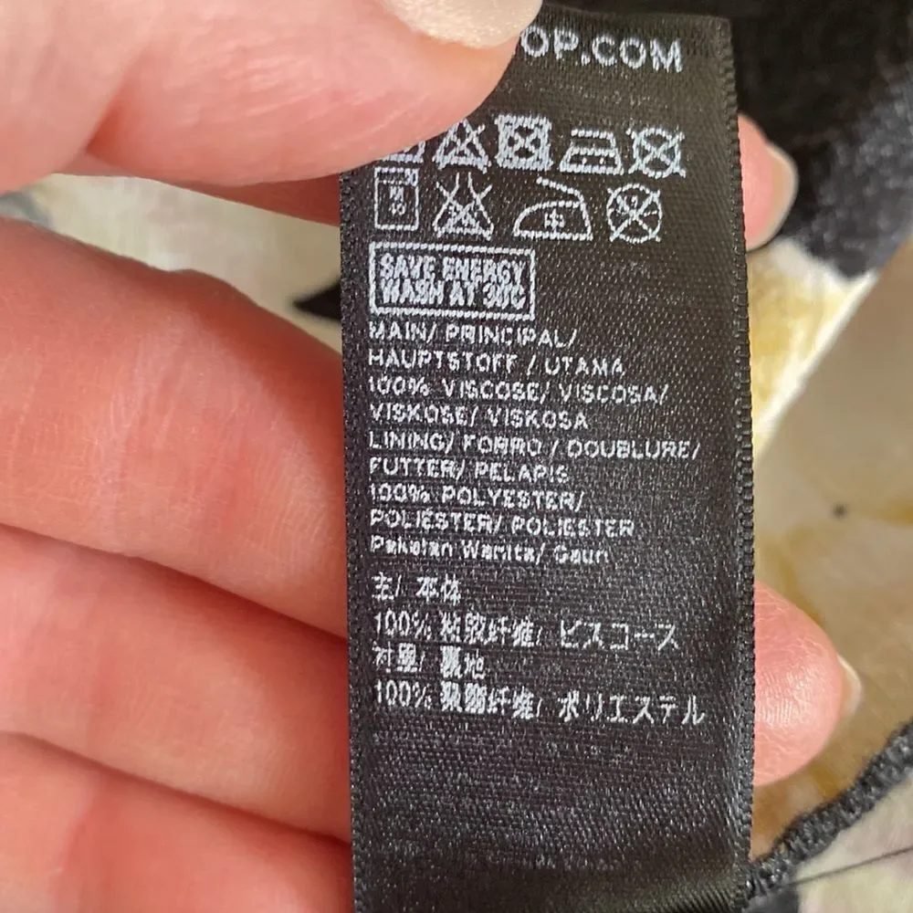 Topshop Busy Garden Black Floral Wrap Midi Dress Size 4 - Picture 9 of 13